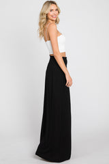 Black Smocked Waist Flowy Pants