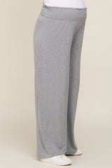 Grey Smocked Waist Flowy Maternity Pants