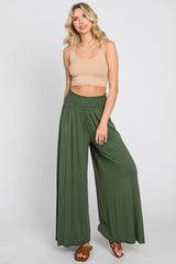 Olive Smocked Waist Flowy Maternity Pants