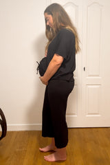 Black Cropped Pant Maternity Set