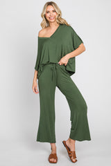 Olive Cropped Pant Maternity Set