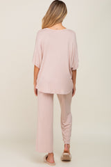 Light Pink Cropped Pant Maternity Set