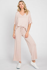 Light Pink Cropped Pant Maternity Set