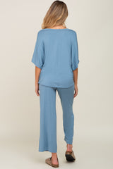 Blue Cropped Pant Maternity Set