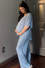 Blue Cropped Pant Maternity Set