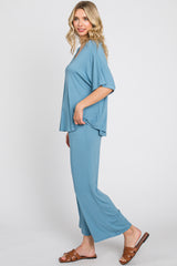 Blue Cropped Pant Set