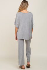 Heather Grey Cropped Pant Maternity Set