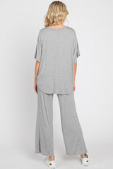 Heather Grey Cropped Pant Maternity Set