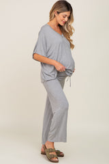 Heather Grey Cropped Pant Maternity Set