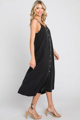 Black Button Down Midi Tank Dress