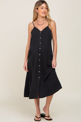 Black Button Down Maternity Midi Tank Dress