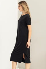 Black Midi T-Shirt Dress