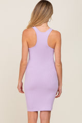 Lavender Rib Knit Sleeveless Maternity Dress