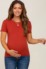 Rust Short Sleeve Maternity Top