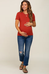 Rust Short Sleeve Maternity Top