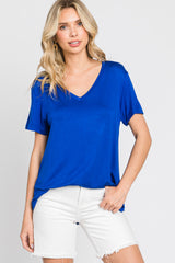 Blue V-Neck Maternity Tee