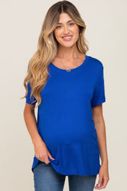 Blue Basic Maternity Tee