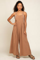 Mocha Maternity Wide Leg Jumpsuit