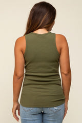 Dark Green Ribbed Basic Maternity Tank Top