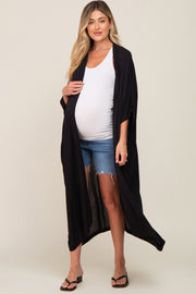 Black Open Front Long Maternity Coverup