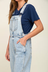 Light Wash Distressed Denim Overalls