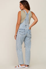 Light Wash Distressed Denim Maternity Overalls