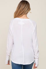 White Exposed Seam Long Sleeve Maternity Top