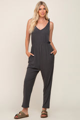 Charcoal Tie Strap Maternity Jumpsuit