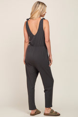 Charcoal Tie Strap Jumpsuit