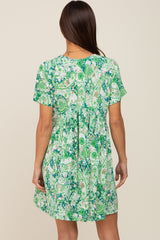 Green Floral Paisley V-Neck Maternity Dress