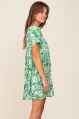 Green Floral Paisley V-Neck Dress