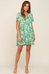 Green Floral Paisley V-Neck Dress