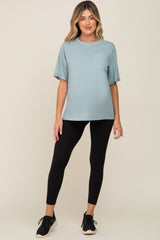 Mint Green Oversized Pocket Front Short Sleeve Maternity Top