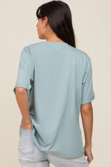 Mint Green Oversized Pocket Front Short Sleeve Top