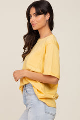 Yellow Oversized Pocket Front Short Sleeve Top