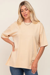 Yellow Basic Oversized Maternity T-Shirt