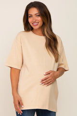 Yellow Basic Oversized Maternity T-Shirt