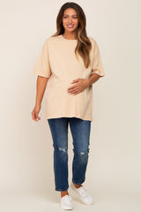 Yellow Basic Oversized Maternity T-Shirt