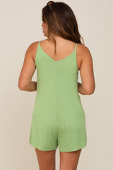 Lime Ribbed V-Neck Maternity Romper