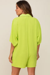 Lime Collared Front Button Maternity Romper