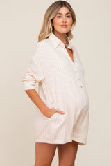 Ivory Dash Stripe Maternity Romper