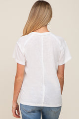 White Raw Hem Maternity Tee