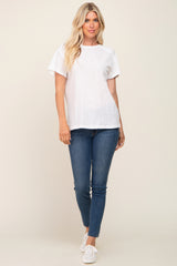 White Raw Hem Tee