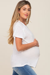 White Raw Hem Maternity Tee