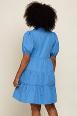 Blue Collared Tiered Dress