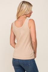 Beige Ribbed Basic Tank