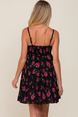 Black Floral Sleeveless Tiered Maternity Dress