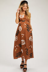 Camel Printed Cutout Maternity Maxi Dress