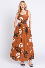 Camel Printed Cutout Maternity Maxi Dress