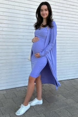 Lavender Ribbed Cardigan 2 Piece Maternity Set